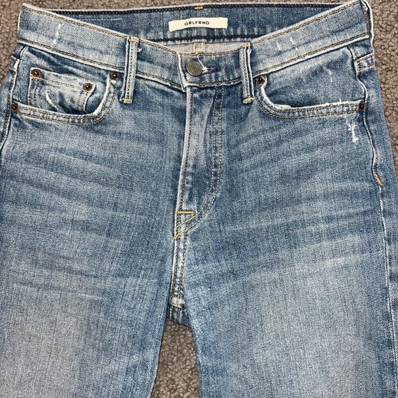 GRLFRND NAOMI Blue Jeans in "I Will Survive" Wash Made in USA Ripped Knees - 24 - Picture 2 of 13